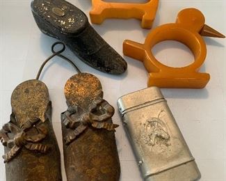 Antique Match Holders & Bakelite Napkin Rings