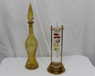Galileo Thermometer and Vintage Decanter 