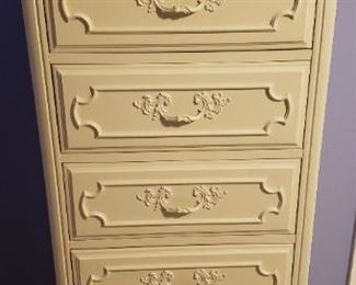 $125 Vintage lingerie chest beautifully painted with a floral motif 25" x 19" x 55" has matching dresser