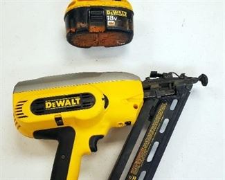 DeWalt Cordless 15 Gage Angled Finish Nailer, Model DC628, And Heavy Duty .5" Cordless Drill, Model DC9688 Includes 1 Battery