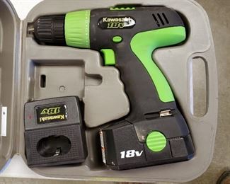 Kawasaki Cordless 18V Drivers, Qty 2, With Charger And Carrying Cases
