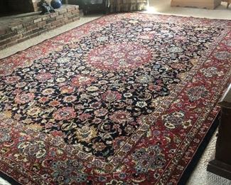 Handmade in Kashan, Iran over 60 years ago. 9’9” x 14’ 
Signature says Mobarak Bud or Joy to You
This rug would take 1 year with 2 people working 12 hours a day. 
Freshly cleaned 