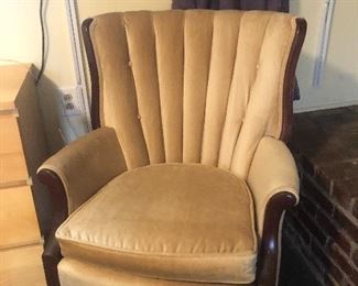 velvet like beige chair