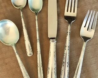 107-piece set Gorham "Camellia" sterling silver flatware set, mint condition