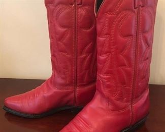 Ladies red cowboy boots, size 6, like new