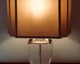 Glass table lamp with shaped shade