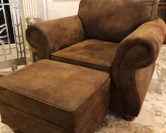 Broyhill suede upholstered club chair with ottoman