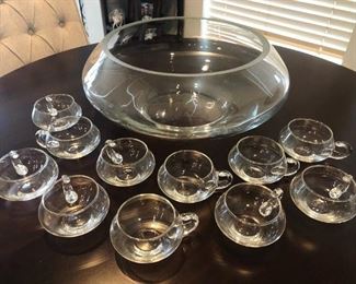 Vintage crystal punch bowl set