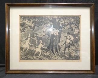 "Frolic" by Lawrence Beall Smith - 1948 Lithograph
Description 	
250 Produced. All signed in Pencil. 
18.25" x 14.5"
UPS STORE PACKING & SHIPPING