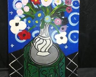 Abstract Vase of Flowers Oil/Acrylic
Description 	
14" x 18"
UPS STORE PACKING & SHIPPING