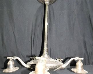 Large Silver Art Deco Chandelier
Description 	
Has been rewired, Bulbs Not Included.
20.5" diameter x 30" Tall
UPS STORE PACKING & SHIPPING