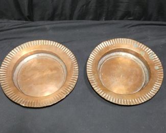 2 Copper Bowls-10" Diameter 2" Tall 1 w/damage