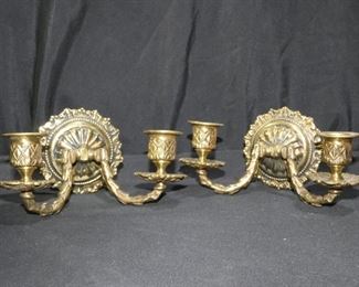 2 Brass Candle Sconces marked Made in England . 