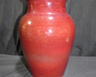 Large Ceramic Red Vase No Marks 13" Tall
