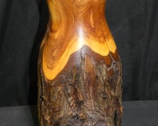 Live edge Turned Wood Vase - Signed