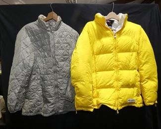 Jackets- Eddie Bauer-Eileen Fisher-Icelander
Description 	
- Marks and Spencer-Size 12 Navy with Brown Trim
- Eileen Fisher - Light Blue Wind Breaker -Size Medium
- Icelander Yellow Parka-Size- 12
- Eddie Bauer -Taupe Size Large
SHIPPING AVAILABLE