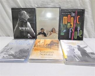 6 Ingmar Bergman Criterion Collection Films.  Rare Criterion Collection DVDs & Blurays came from a long time film collector. Discs and Cases are all in good condition.
- Scenes from a Marriage DVD
- The Magic Flute DVD
- The Virgin Spring DVD
- Smiles of a Summer Knight Blu-ray
- Summer Interlude Blu-ray
- Autumn Sonata Blu-ray