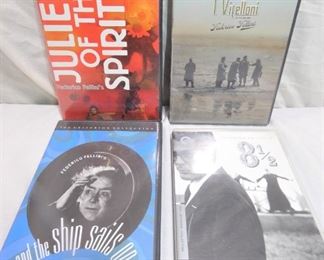 4 Criterion Collection Fellini Films. 4 Films By Federico Fillini
Rare Criterion Collection DVDs & Blu-rays came from a long time film collector.   Discs and Cases are all in good condition.
- Juliet of the Spirits DVD
- I Vitelloni DVD
- And the Ship Sails  on  DVD
- 8 1/2 Bu-Ray