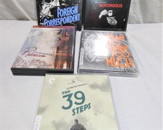 5 Criterion Collection Alfred Hitchcock Films. Rare Criterion Collection DVDs & Blu-rays came from a long time film collector.   Discs and Cases are all in good condition.
- Foreign Correspondent Blu-Ray
- Rebecca DVD
- Notorious DVD
- The man who Knew too Much Blu-Ray
- The 29 Steps Blu-ray