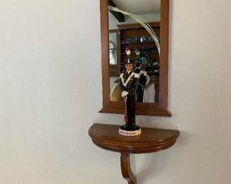 Vintage Wood Framed Mirror Wall Mounted Table