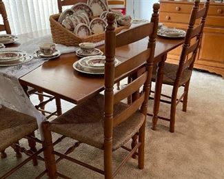 Sudbury Drop Leaf Table with Ladder Back Cane Bottom Chairs