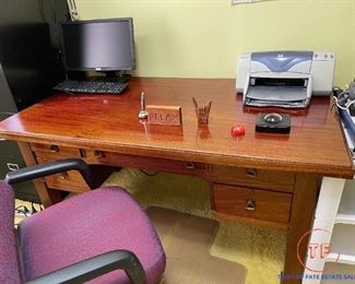 Vintage Desk with Brass Pulls