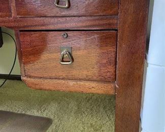 Vintage Desk with Brass Pulls