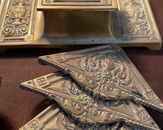 Vintage Arts & Crafts BRADLEY & HUBBARD Brass Desk Set
