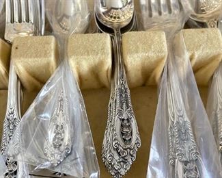 Wallace STERLING SILVER Flatware Set - Rose Point Pattern