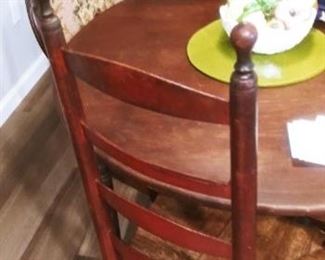 1860 ROUND (ONE PIECE) DINING TABLE,  RARE,  ASSORTED ANTIQUE CHAIRS