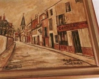 ORIGINAL OIL REPRODUCTION OF THE FAMOUS ARTIST, MAURICE UTRILLO'S PIECE - FRANCE