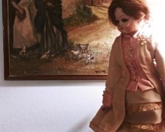 FABULOUS ANTIQUE DOLL 1879 - SCHILLING 24", WINGED ANGEL HEAD, OWNER MADE THE CLOTHES FROM A VINTAGE MAGAZINE (YRS AGO, SHE WAS 98)