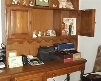 office desk and hutch top and office supplies
