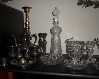 hand cut crystal and vintage collectibles