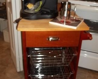 kitchen cart on wheels with baskets
