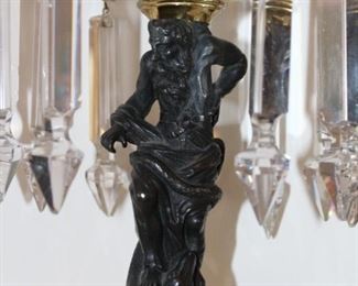 Pair Bronze hurricane lustres