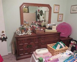 Mirror, dresser, holiday/craft room
