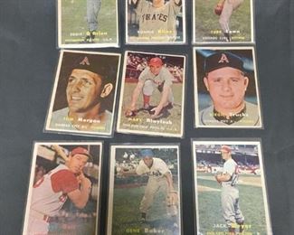 9 Card Lot of Vintage 1957 Topps Baseball Cards from Estate Collection
