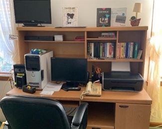 Desk, chair and office supplies
