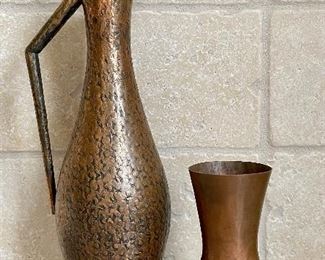 Item 36:  Vintage Copper Pitcher and Vase:  $32