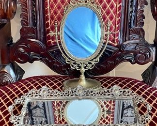 Item 41:  Vanity Mirror and Tray:   $75                                                                  Mirror - 10.5"                                                                                                           Tray - 13.5" x 1"
