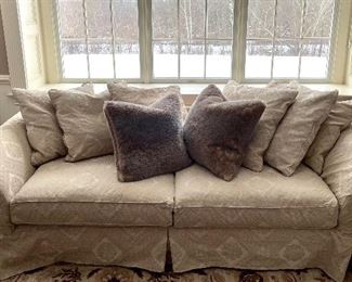 Item 66:  Domain Slip Covered Sofa with Foam Core Cushion - 96"l x 32"w x 26.5"h: $650