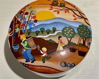 Item 91:  Hand Painted Trinket Box (Made in W. Germany) - 4" x 2": $18  