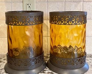 Item 92:  (2) Hurricane Candle Holders - 6.75" x 10.5":  $32 for pair