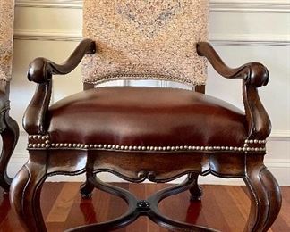 Item 156:  Thomasville Furniture Hills of Tuscany Dark Rustico Bibbiano Dining Side Chair:  $1995                                          
(6) Chairs - 24.5"l x 21.5"w x 44.5"h                                 
(2) Arm Chairs - 25"l x 21.5"w x 44.5"h