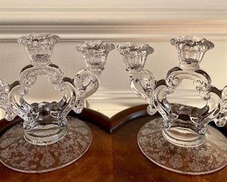 Item 139:  (2) Etched Glass Candlesticks:  $35