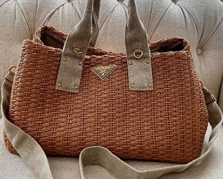 Item 162:  Prada Woven Bag with Handle and Shoulder Strap:  $375