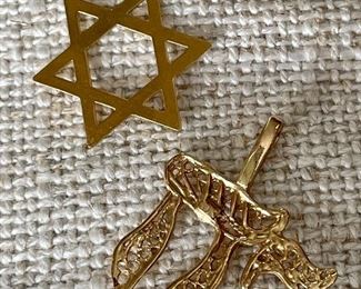 Item 182:  14K Star of David and Chai Charm:  $85 for both