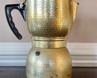 Item 226: Vintage/MCM Luxa Express Italy Espresso Moka Coffee Maker Dimpled Gold Aluminium :  $55