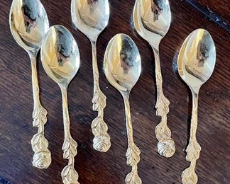 Item 228:  (6) Vintage Goldwash Espresso Spoons:  $12